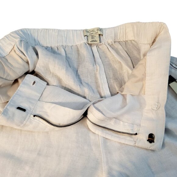 Rachel Zoe Womens Elegant White Color 100% Linen Pants Size 12 Wide Leg - Picture 5 of 9